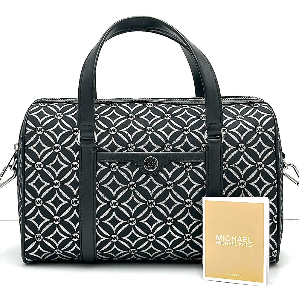 MICHAEL KORS JST TRAVEL MEDIUM DUFFLE SATCHEL SHOULDER CROSSBODY BAG MK BLACK